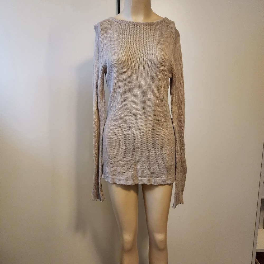 S beige long sleeve Marika Charles sweater, natural fibers